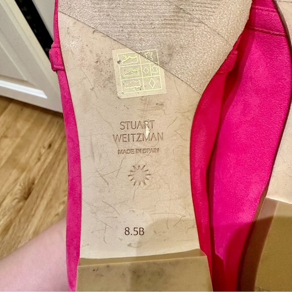 STUART WEITZMAN Pink Crystal Buckle Suede Flat, US8.5, EU39 - Picture 9 of 10